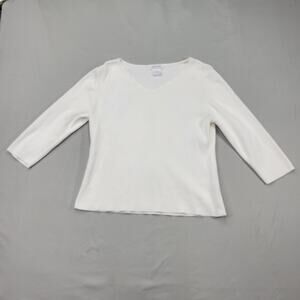 Pierre Cardin Womens V Neck Top Size L Soft Romantic Coquette Minimalist